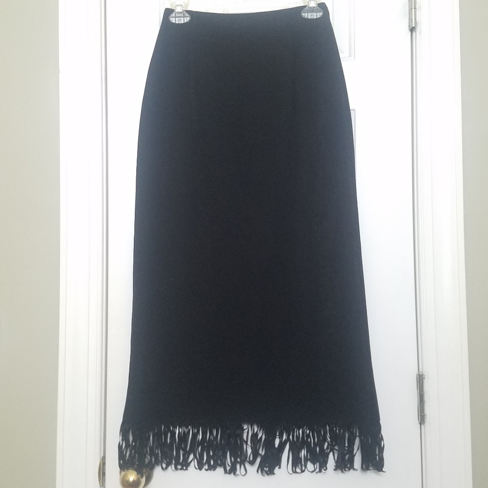 Vintage high-waisted faux suede fringed skirt